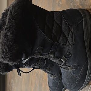 Columbia Black Women's Winter Rain Boots with Faux Fur Cuff